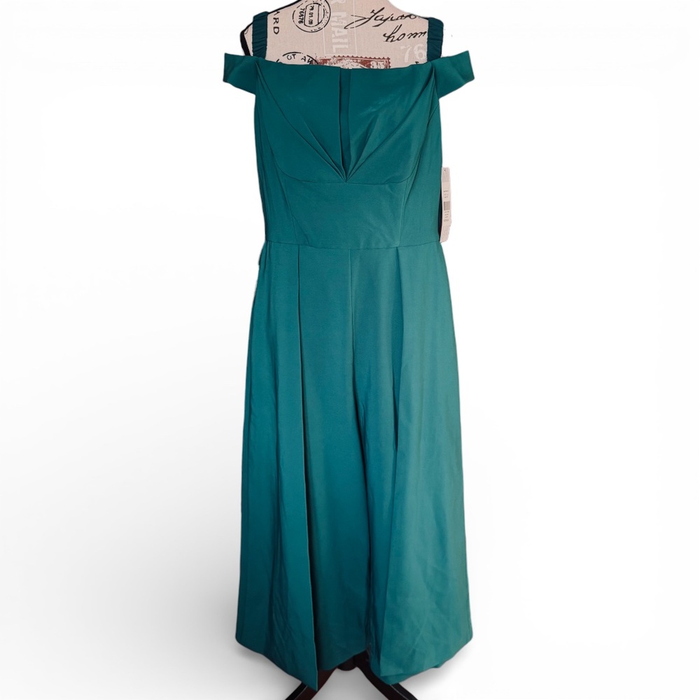 KAY UNGER Teal walk-thru jumpsuit size 12 NWT
